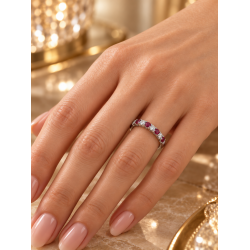 Pre Owned Platinum Ruby and Diamond Eternity Ring ZC128